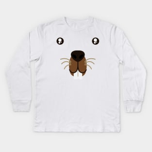 Groundhog Day Beaver Cute Animal Face Costume Kids Long Sleeve T-Shirt